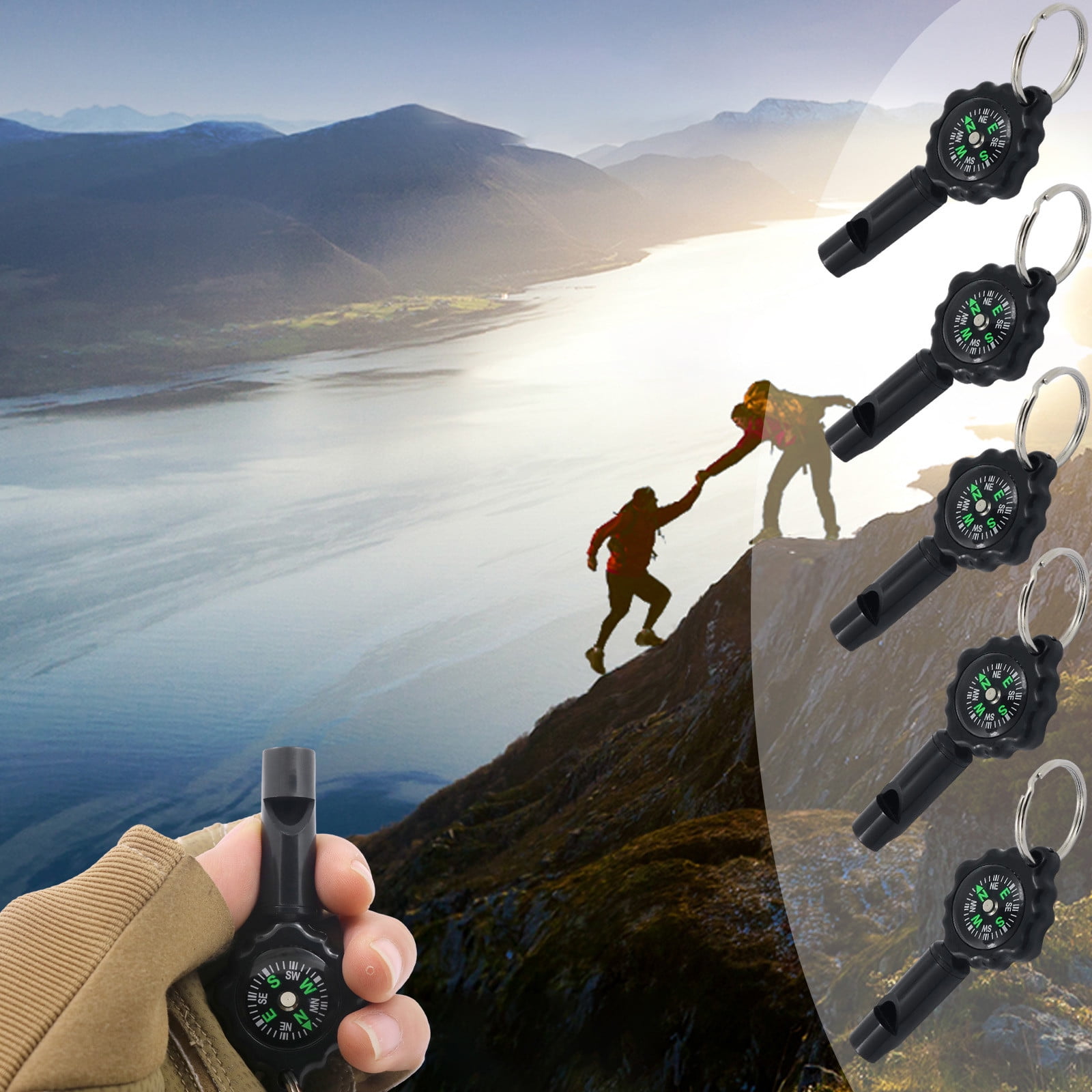 XOAIHY 5Pcs Outdoor Multifunctional Portable Whistle Built-In High-Precision Compass Suitable For Travel Outdoor Camping Outdoor Adventure,For Home,Camp,Hike,Mountaineer